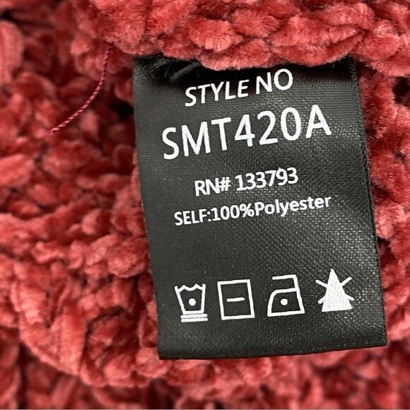 POL Chenille Chunky Knit Turtleneck Crop Pullover Maroon Red Medium - Picture 11 of 13